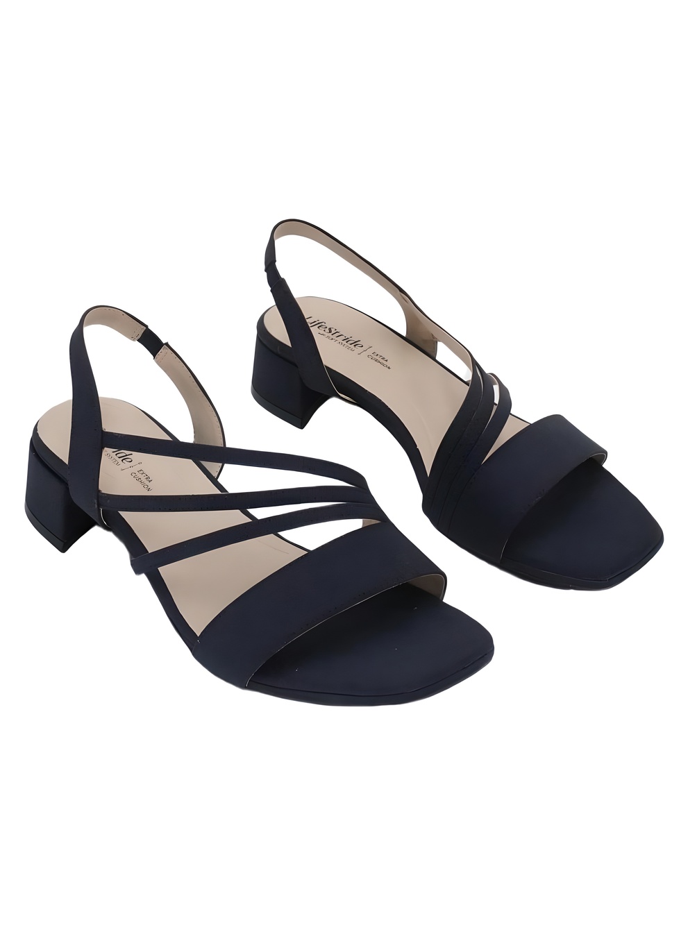 LifeStride Joy 2 Navy Fabric Slingback Sandals Size 8W